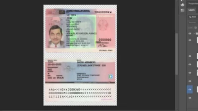 Germany Permanent Residence Permit Card PSD Template