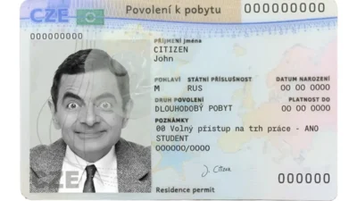 Czech permanent resident card template in PSD format
