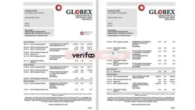 France GLOBEX Bank Statement Template in word and pdf format