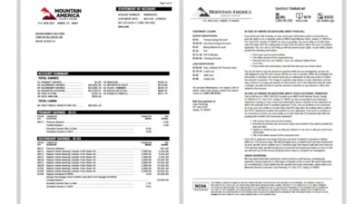United States Mountain America Credit Union Account Statement Template