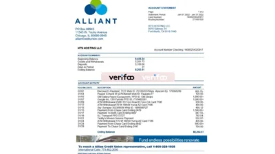 Alliant Credit Union Statement Template in Word and PDF Format