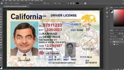 California Driver License Psd Template New 2022