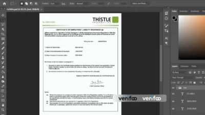 UK Thistle Underwriting Employers Liability Insurance Certificate PSD Template