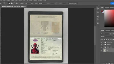 Belgium passport template in PSD format