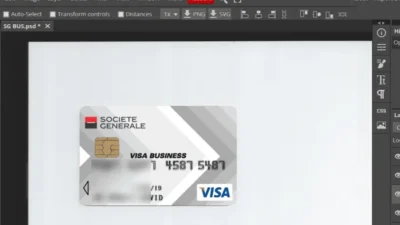 France Société Générale bank visa card template in PSD format V1