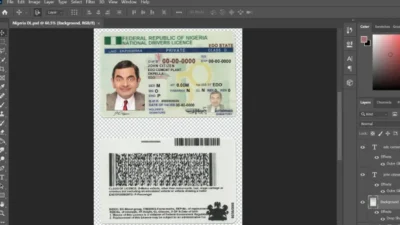 Nigeria driving license template in PSD format, fully editable