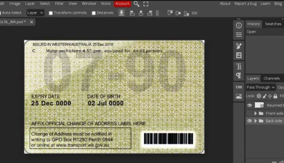 WESTERN AUSTRALIA DRIVER LICENSE PSD TEMPLATE