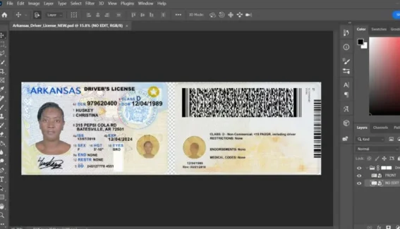 New Arkansas driver license Psd Template 1200 DPI