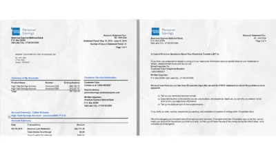 American Express Bank Statement Template (Word Format)