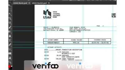 USAA Federal Savings Bank Statement PSD Template
