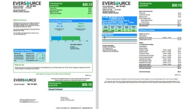 USA Eversource Electricity Bill Template in word and pdf format