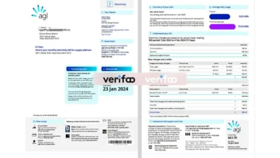Australia AGL Better Bills Electricity Bill Template in word and pdf format