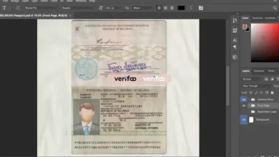 Belarus passport template in psd format, fully editable