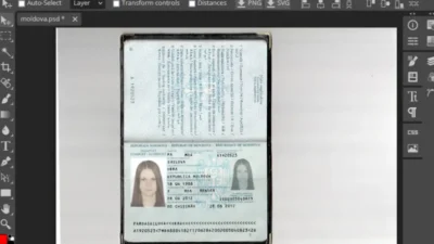 Moldova passport template in PSD format