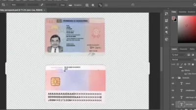 Italy resident permit card psd template, full editable