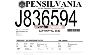 United States Pennsylvania Temporary Registration Plate Template in Word and PDF Format