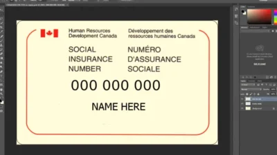 Canadian SIN card PSD Template Free Download