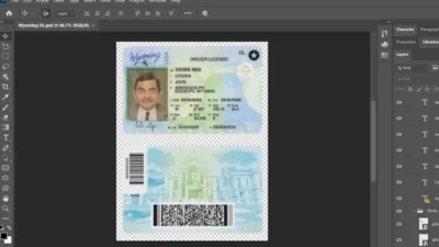 USA Wyoming state driving license template in PSD format V3