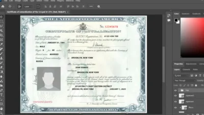 USA Citizenship certificate template in PSD format(v2)