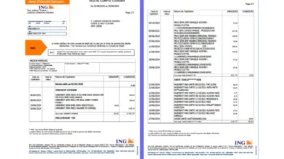 Belgium ING Bank Account Statement Template in word and pdf format