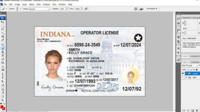 Indiana Driver License psd template v2