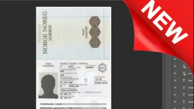 Norway Passport psd template New 2022