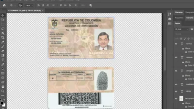 Colombia driving license PSD Template