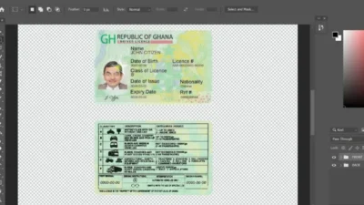 Ghana driving license PSD template