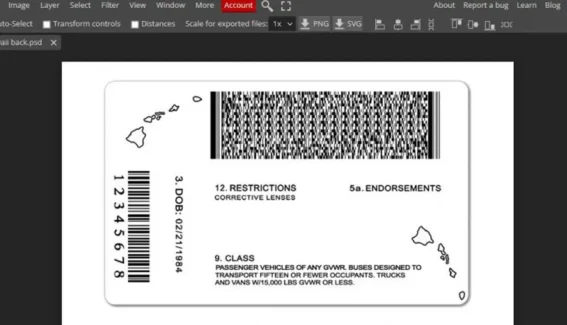 Hawaii Drivers License Template PSD v2