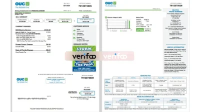 USA OUC Utility Billing Statement Template in word and pdf format