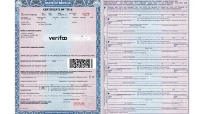 Nevada Car Title Template in Word And PDF format