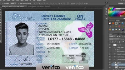 Canada Ontario driving license template in PSD format