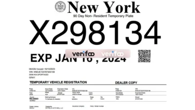 New York Temporary Vehicle Registration Template