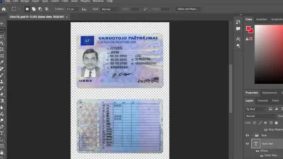 lithuania Driving License psd Template