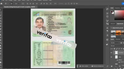 Tanzania driving license template in PSD format