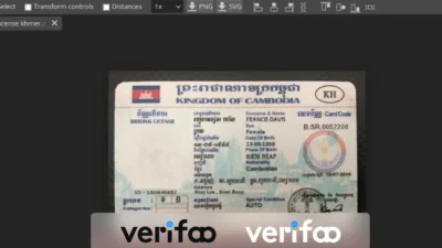 Cambodia driving license template in PSD format, fully editable