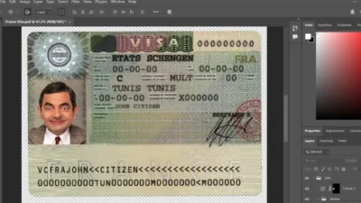 France fake schengen travel visa psd template