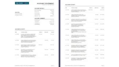 Cambodia ABA Bank Account Statement Template in word and pdf format