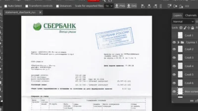 Russia Sberbank bank statement template in psd format