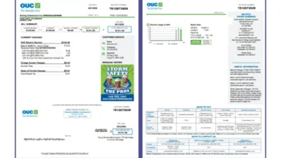 Italy OUC Utility Billing Statement Template in word and pdf format