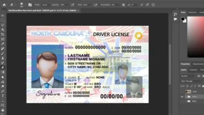 USA North Carolina driving license template in PSD format (New 1200 DPI)
