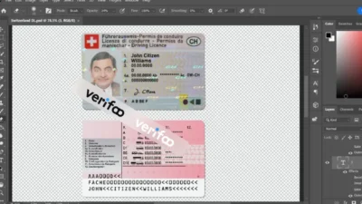 Switzerland driving licence psd template