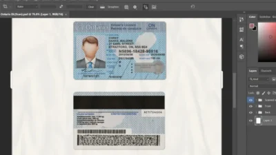 Canada Ontario driving license template in PSD format V2