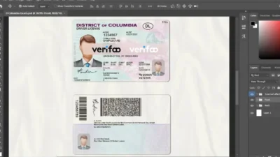 USA District of Columbia driving license PSD template