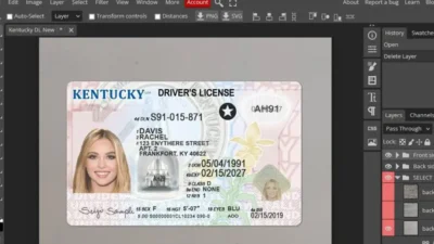 New Kentucky driver license psd template