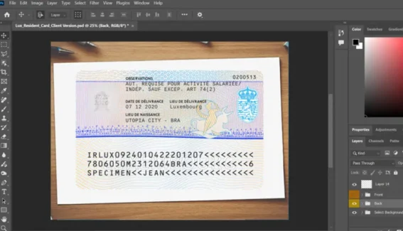 Luxembourg Residence Permit Card PSD Template(1200 DPI)