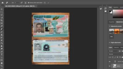 USA green card And permanent resident card PSD template New2024