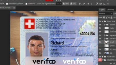 Switzerland id card fake psd Template high quality download File v2