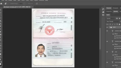 Donetsk Republic standard passport template for Photoshop