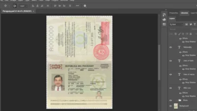 Paraguay passport PSD template